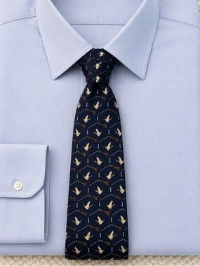 Pura Seta 100% Silk Tie Mallard Duck Hunting Luxury Necktie Made in Italy